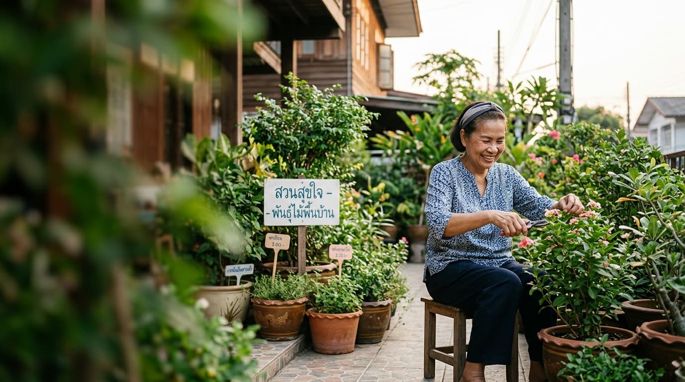คุณมาลี อายุ 68 ปี เปลี่ยนสวนหน้าบ้านเป็นอาชีพ